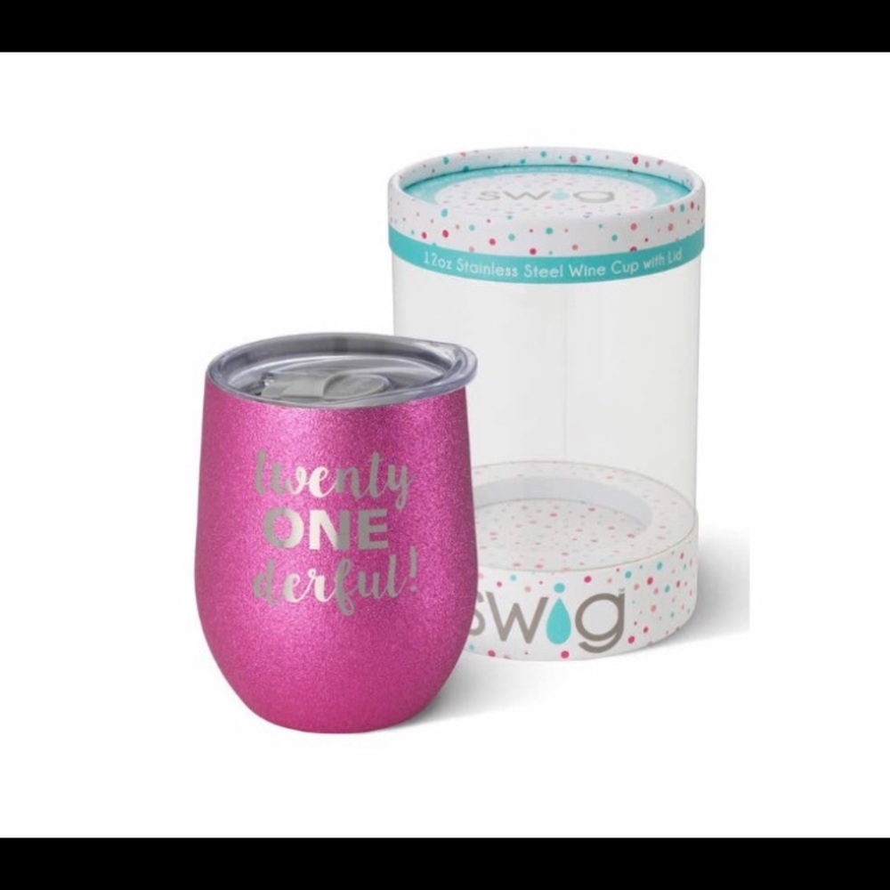 Swig Life -Pink wine glass - 21st Birthday